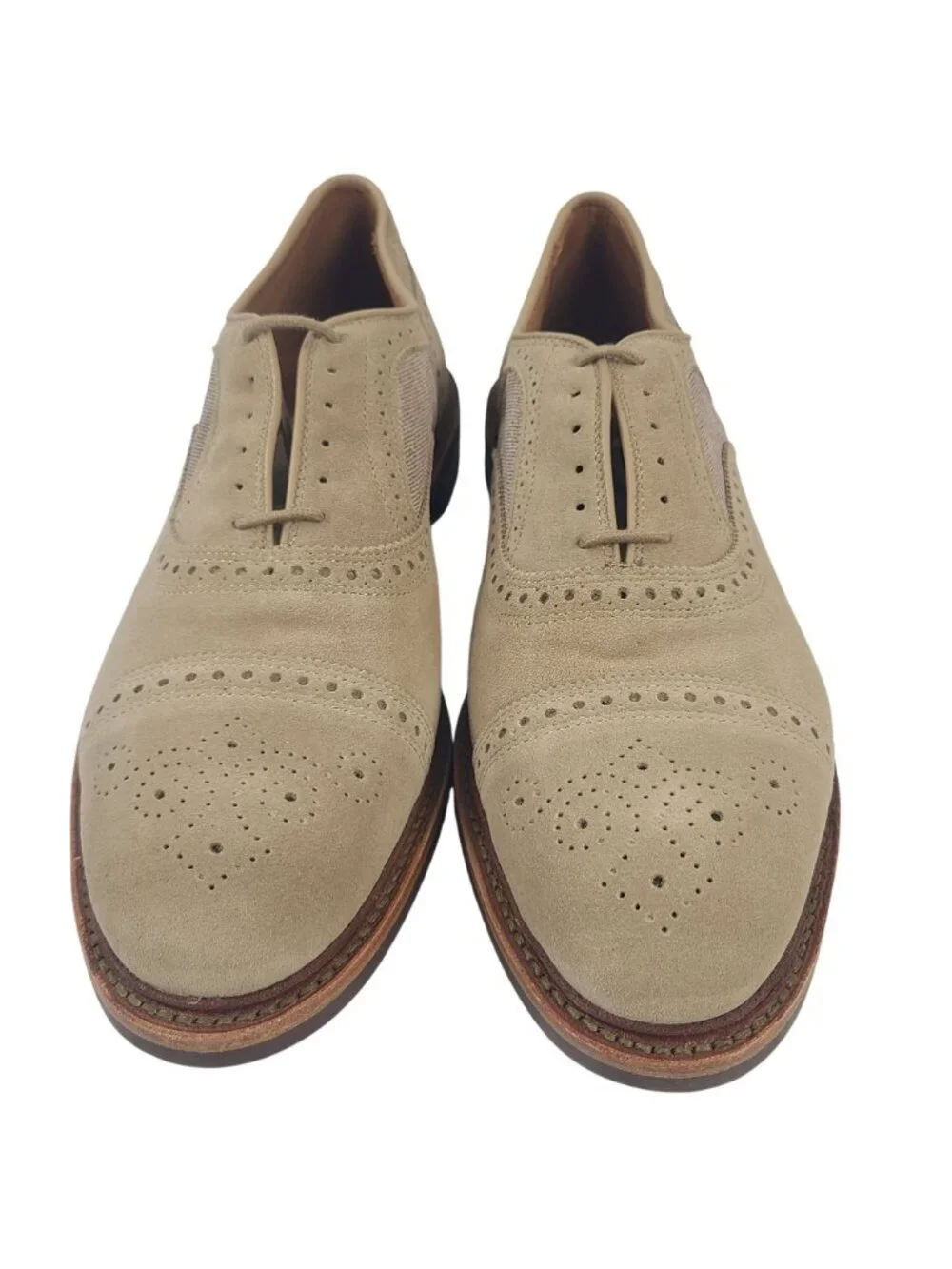 NEW Allen Edmonds Strandmok Wingtip Oxford Shoes Suede & Canvas Mens Sz 13 D Tan